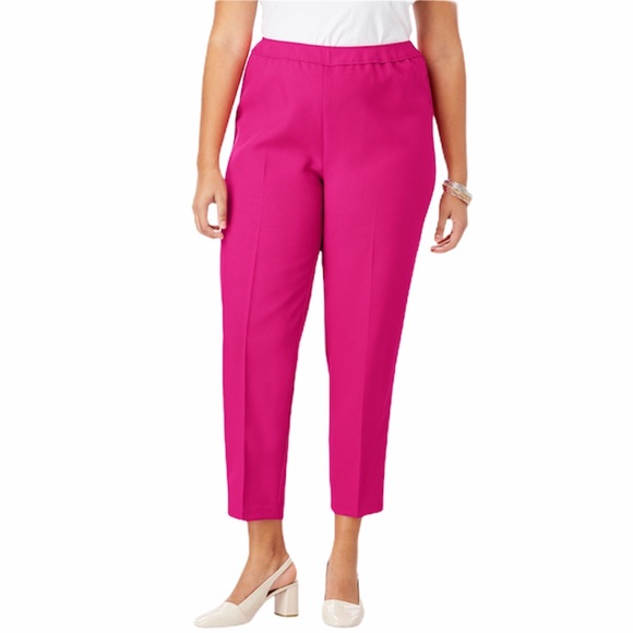 Roaman's Pants - Roaman’s pleated straight leg ankle pant Bend Over